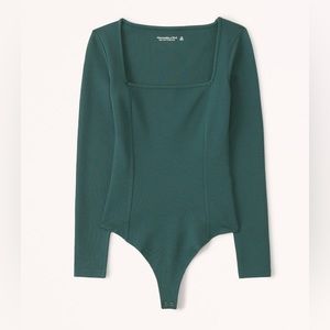 Abercrombie & Fitch Long-Sleeve Ponte Squareneck Seamed Bodysuit